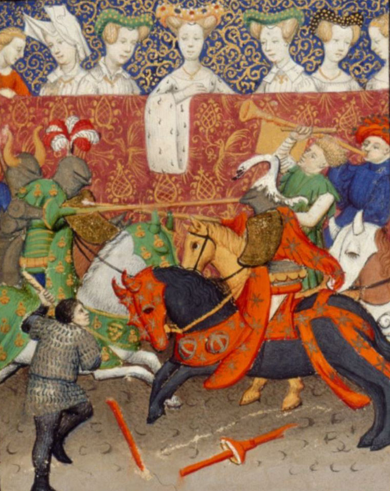 medieval ladies watching men fight