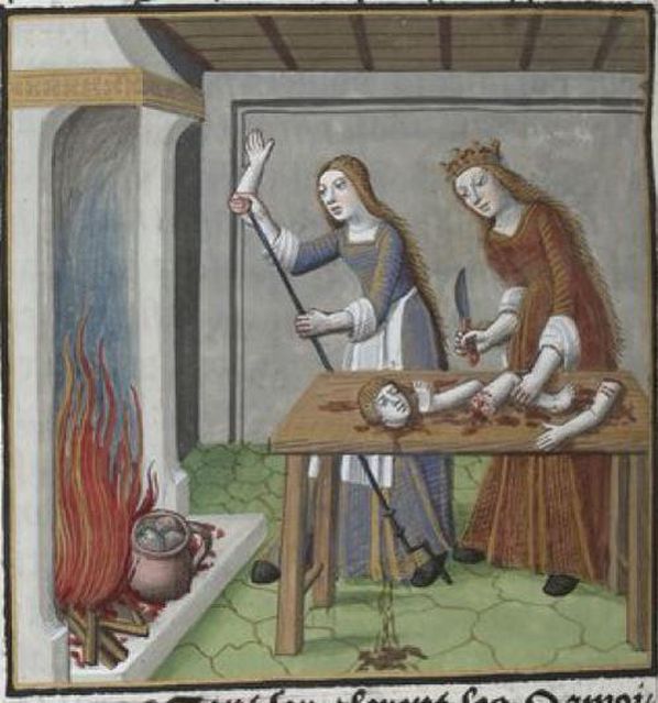 Philomena and Procne dismembering and cooking Itys